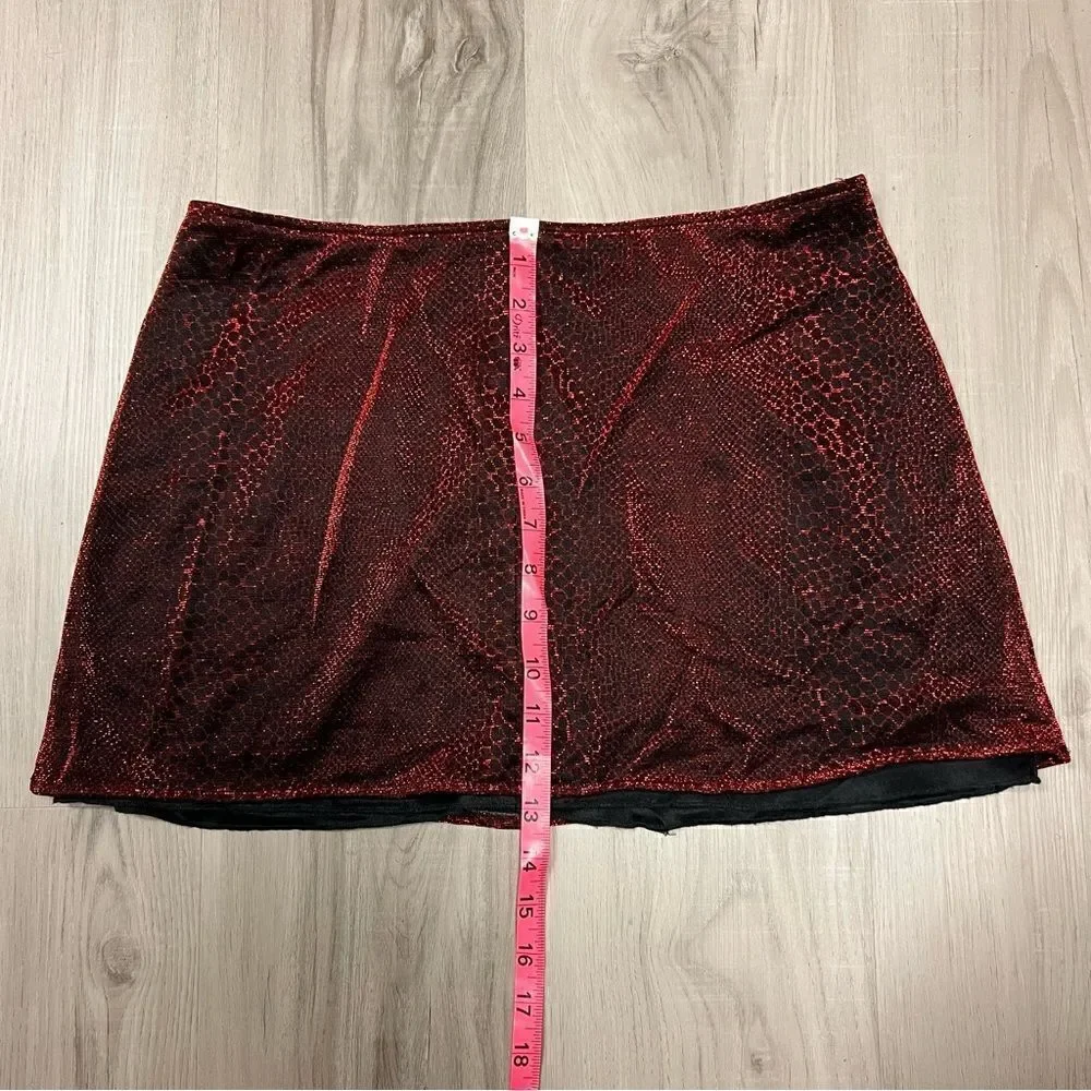 Lip Service miniskirt size L. Sheer red sparkly snakeskin print. Vintage - Picture 4 of 13